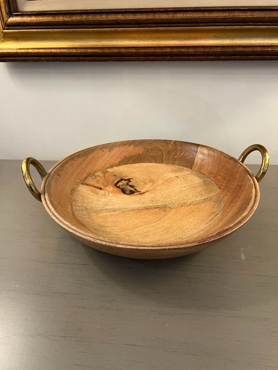 Chrissy Teigen Other - Chrissy Teigen Cravings 13” Mango Wood Bowl Metal Handles Fruit Serving  Decor